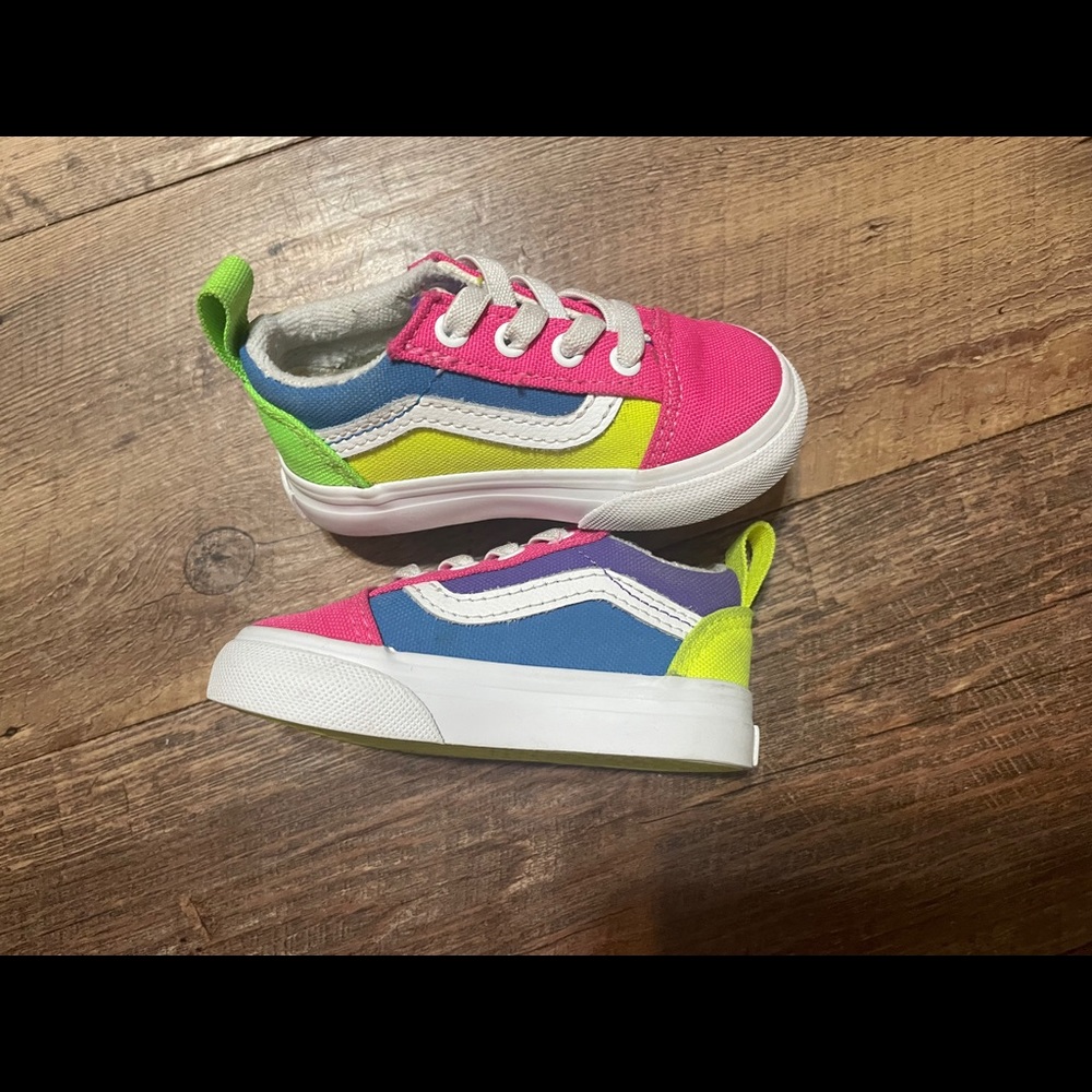 Toddler Neon Multi Vans size 4